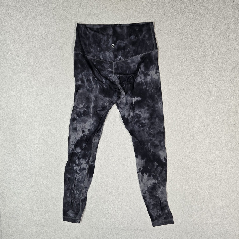 Lululemon Women Activewear Pants 8 Black Align Legging Tie Dye Yoga Logo 27"